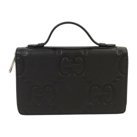 GUCCI 牛皮皮革GG Travel Document Case銀扣手挽袋