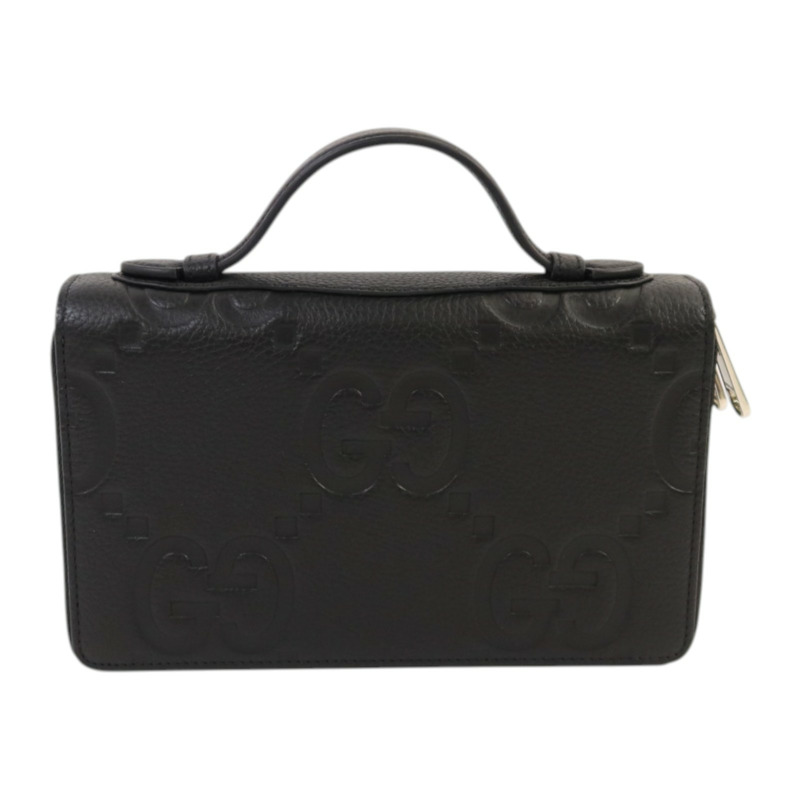 GUCCI 牛皮皮革GG Travel Document Case銀扣手挽袋-1