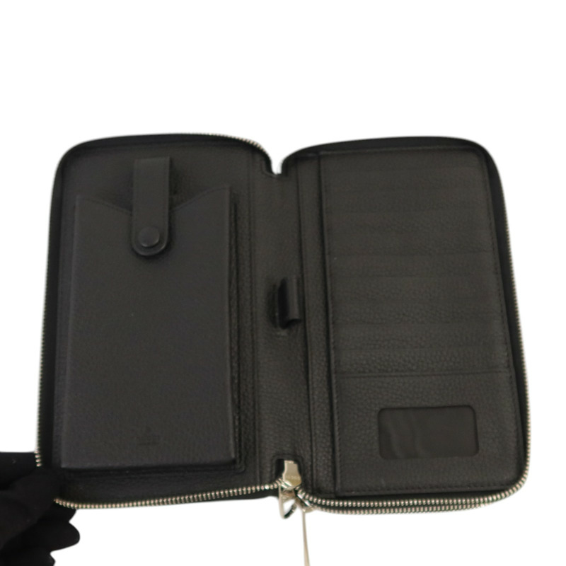 GUCCI 牛皮皮革GG Travel Document Case銀扣手挽袋-5