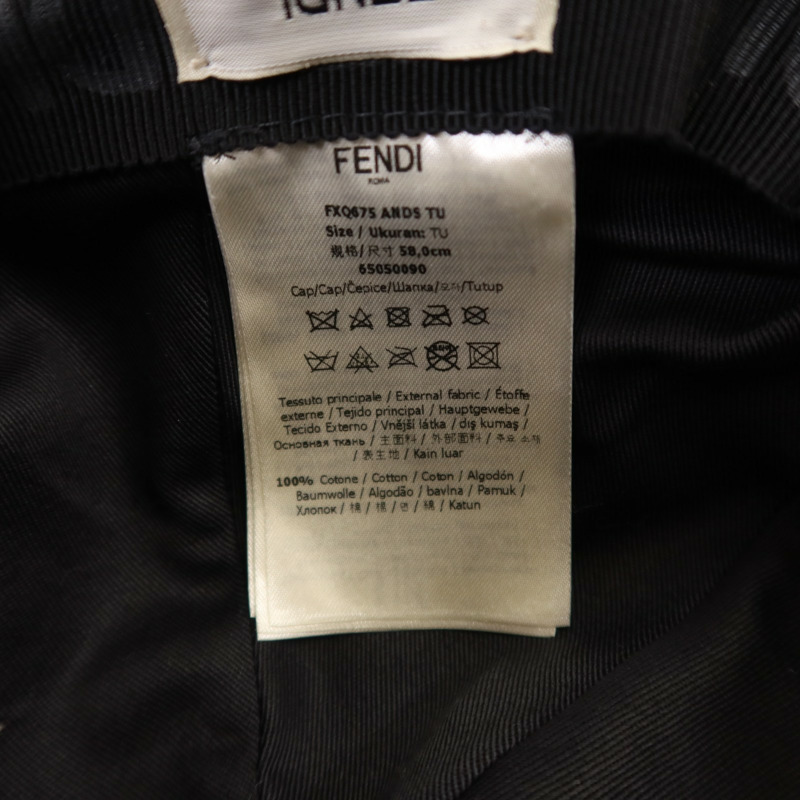 FENDI 塗層帆布Logo Print Baseball Cap帽子-6