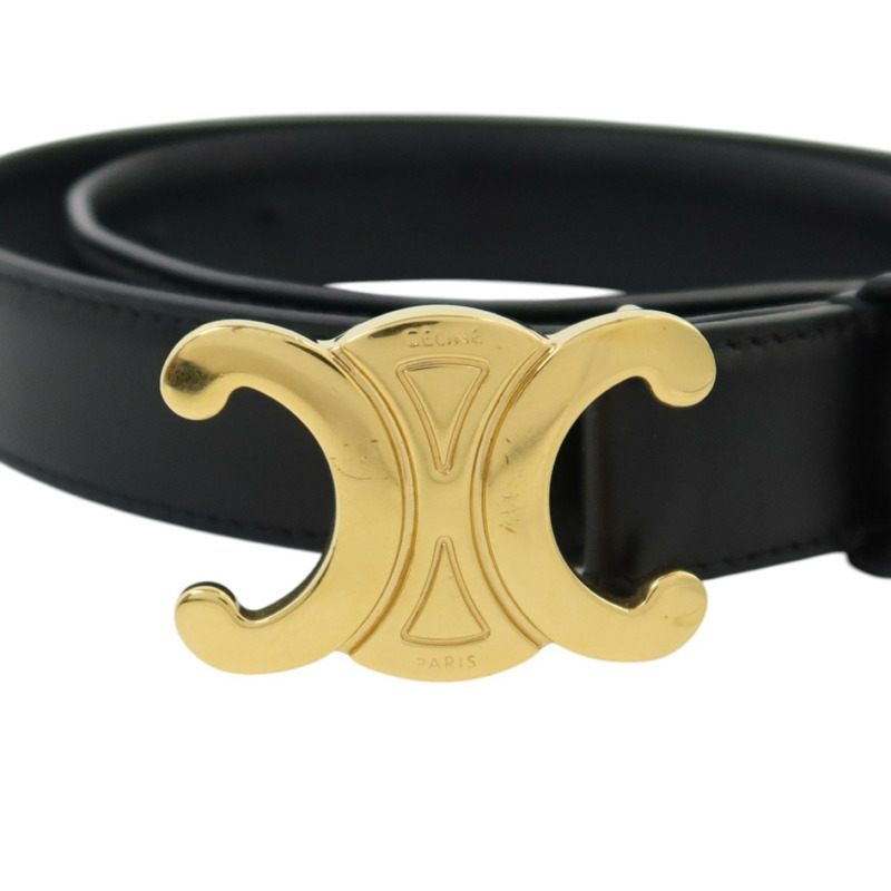 CELINE 牛皮皮革Triomphe Belt 75cm金扣皮帶-2