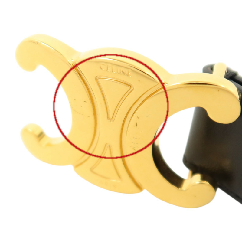 CELINE 牛皮皮革Triomphe Belt 75cm金扣皮帶-6