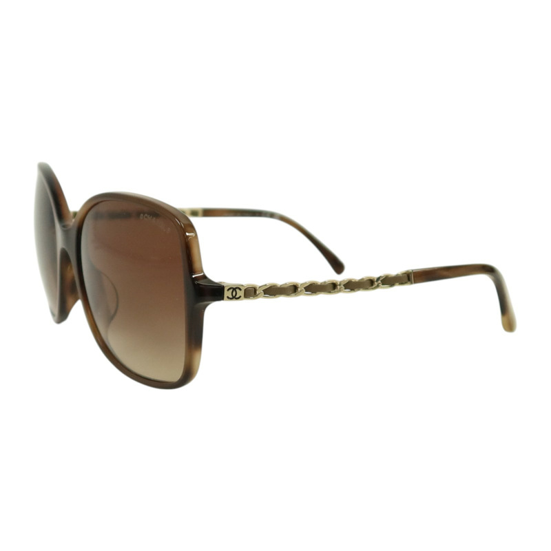 CHANEL PVC/羊皮皮革Square Sunglass太陽眼鏡-1