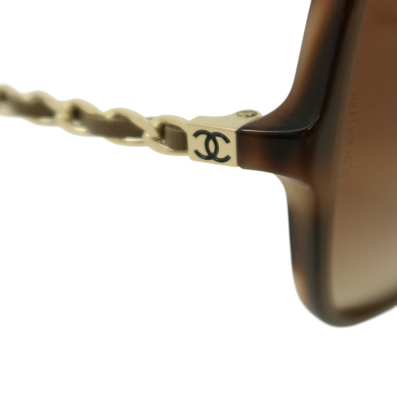 CHANEL PVC/羊皮皮革Square Sunglass太陽眼鏡-6