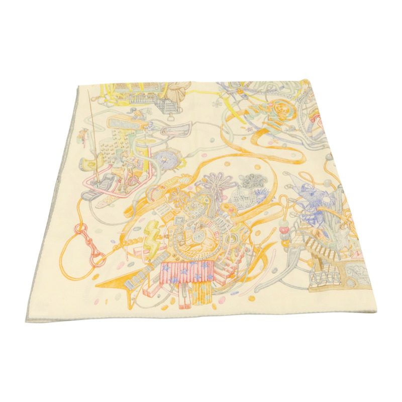 HERMES 羊絨/絲質Scarf 140X140絲巾-3
