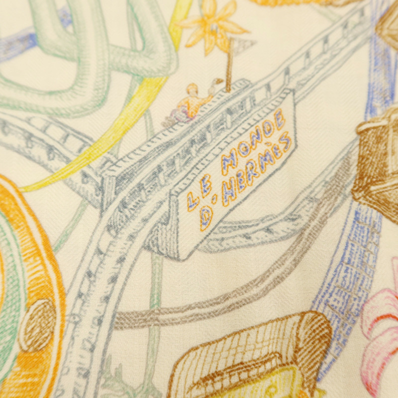 HERMES 羊絨/絲質Scarf 140X140絲巾-5