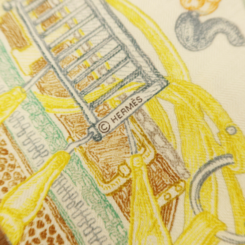 HERMES 羊絨/絲質Scarf 140X140絲巾-6