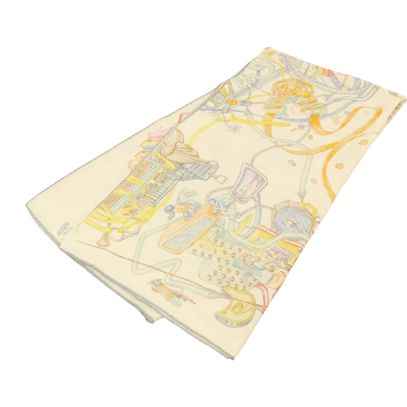 HERMES 羊絨/絲質Scarf 140X140絲巾-10