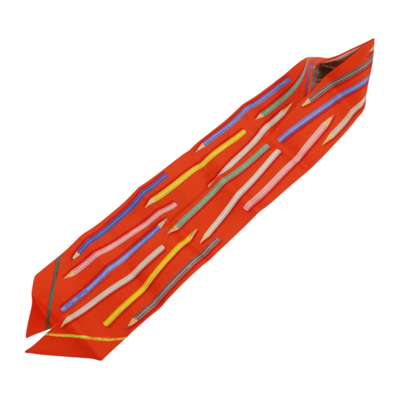 HERMES 絲質A Vos Crayons et Carre Libre Twilly絲巾-2