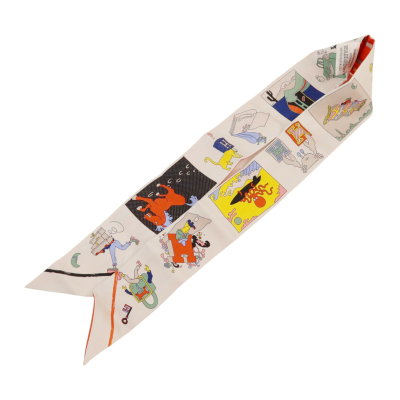 HERMES 絲質A Vos Crayons et Carre Libre Twilly絲巾-3