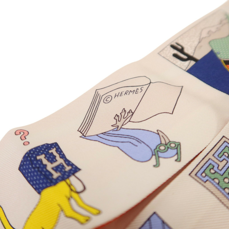 HERMES 絲質A Vos Crayons et Carre Libre Twilly絲巾-4