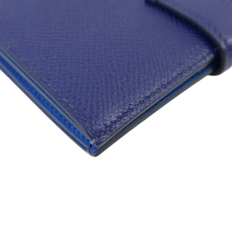 HERMES Epsom皮革Bearn Compact Wallet銀扣錢包Blue Encre-12