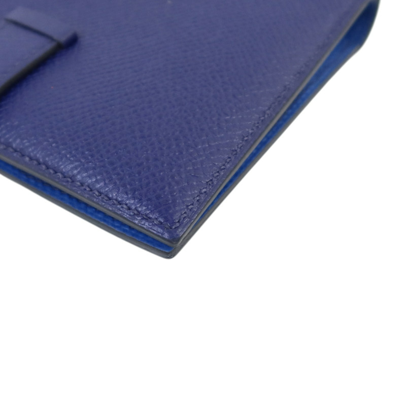 HERMES Epsom皮革Bearn Compact Wallet銀扣錢包Blue Encre-13