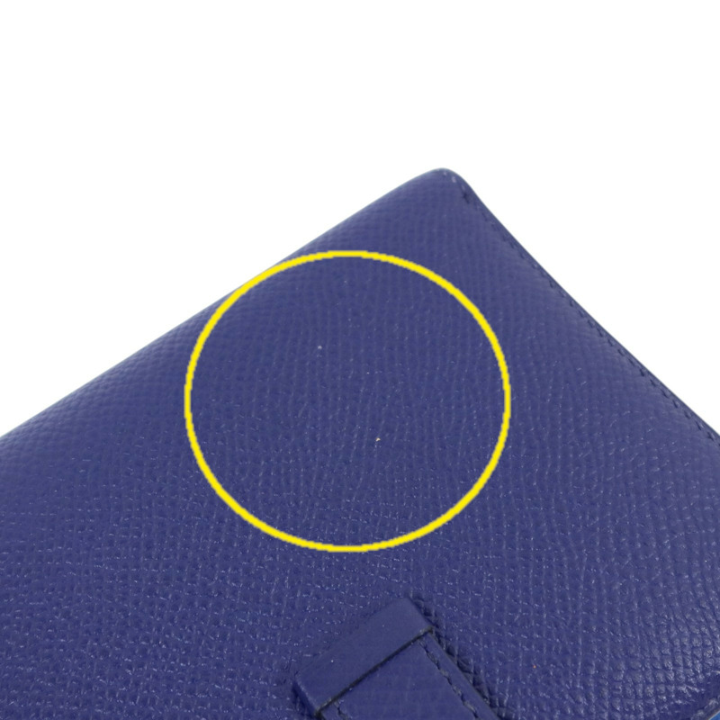 HERMES Epsom皮革Bearn Compact Wallet銀扣錢包Blue Encre-17