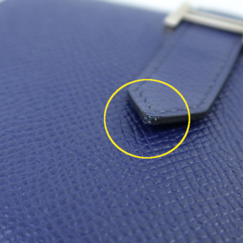 HERMES Epsom皮革Bearn Compact Wallet銀扣錢包Blue Encre-20