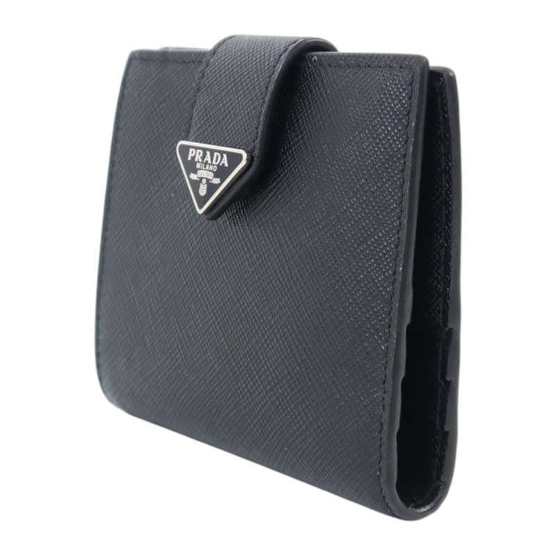 PRADA Saffiano皮革Short Flap Wallet銀扣錢包-2