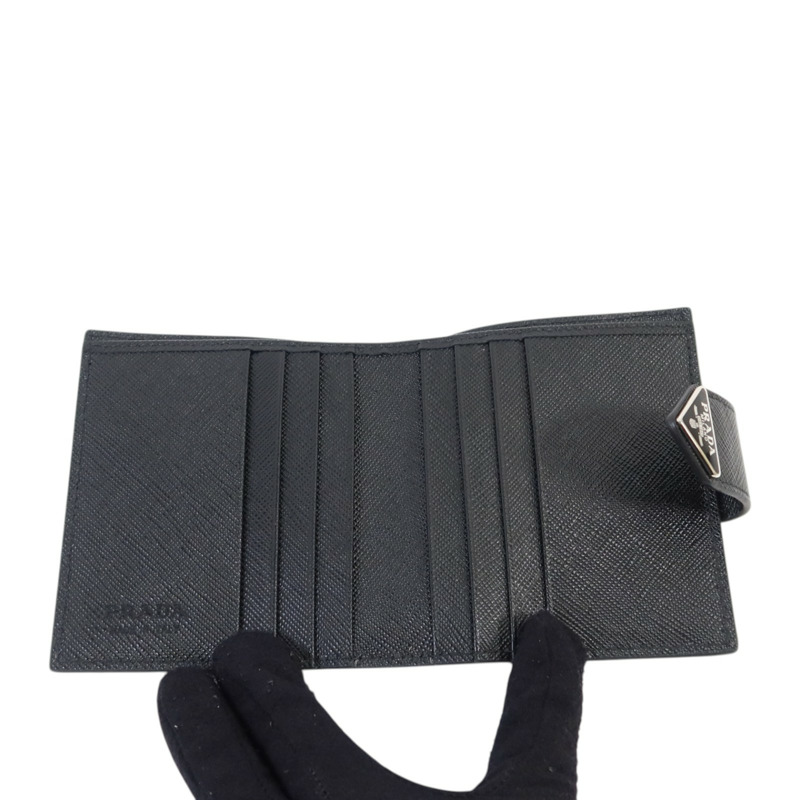 PRADA Saffiano皮革Short Flap Wallet銀扣錢包-5