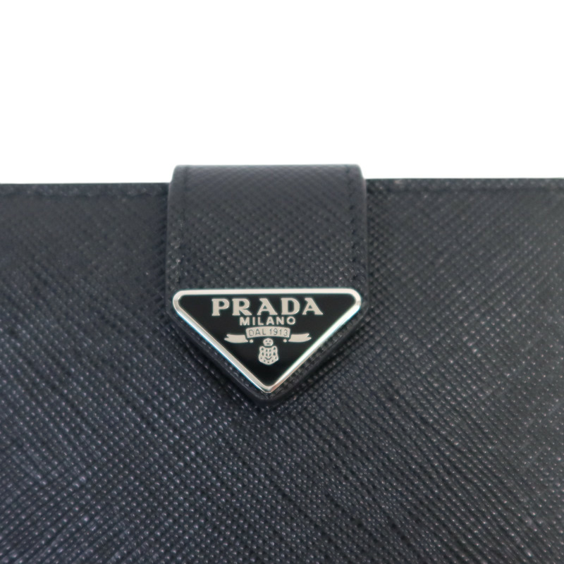 PRADA Saffiano皮革Short Flap Wallet銀扣錢包-8