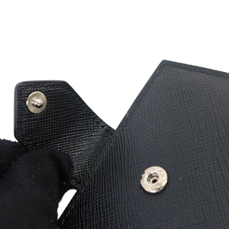 PRADA Saffiano皮革Short Flap Wallet銀扣錢包-9