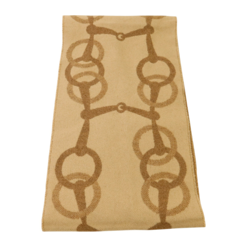 HERMES 羊絨Any Mors Muffler 170X25圍巾Marron Glace/Craie-2