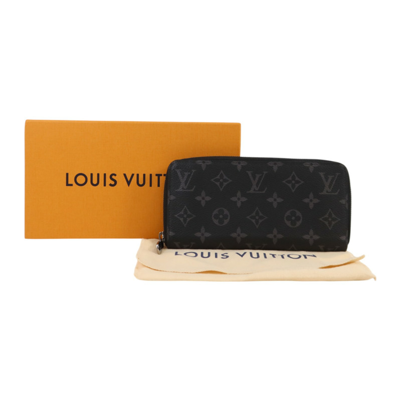 LOUIS VUITTON Monogram Eclipse Zippy Wallet Horizontal銀扣長錢包-9