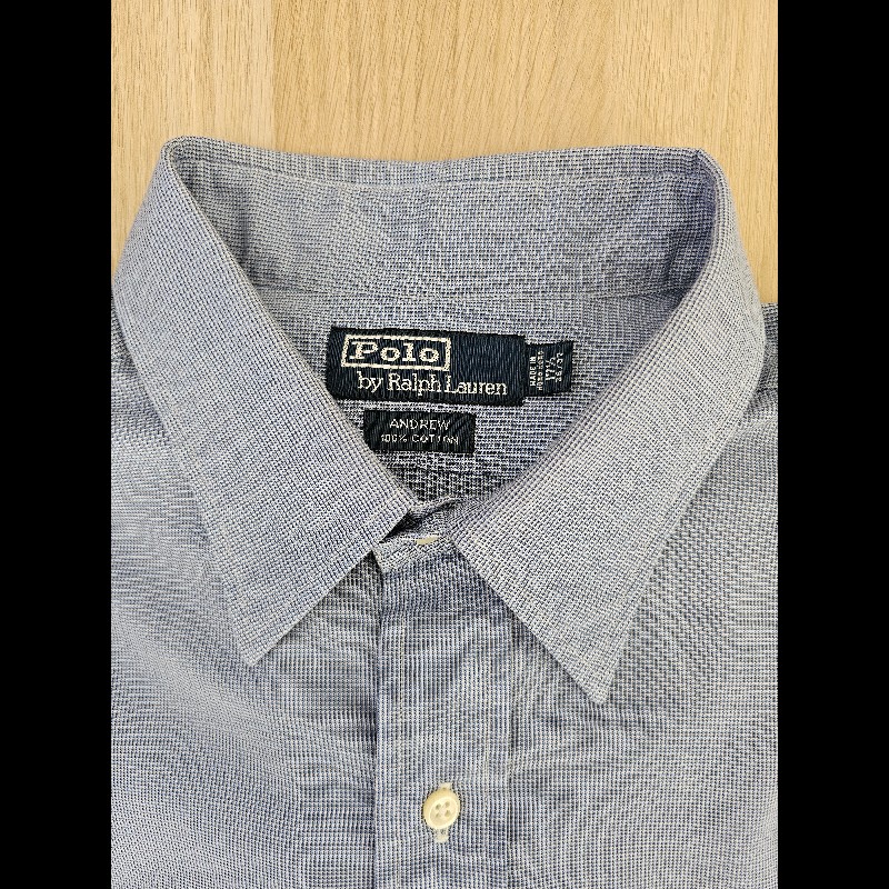 Polo by Ralph Lauren 男長袖襯衫 小格子 淺藍色
Size 17 1/2 36/37-1