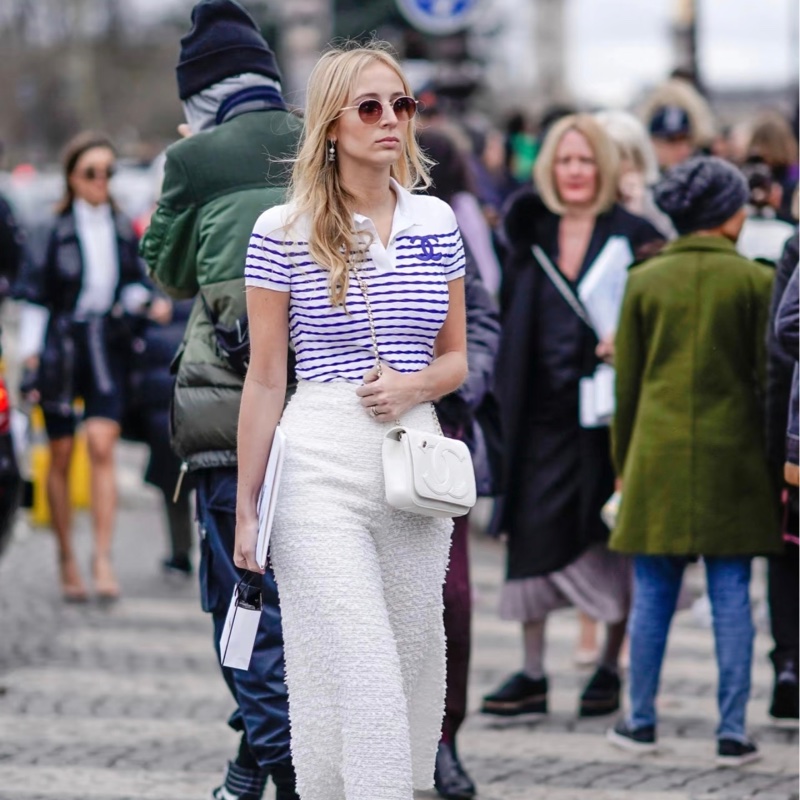 CHANEL藍白條紋POLO衫-1