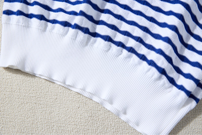 CHANEL藍白條紋POLO衫-6