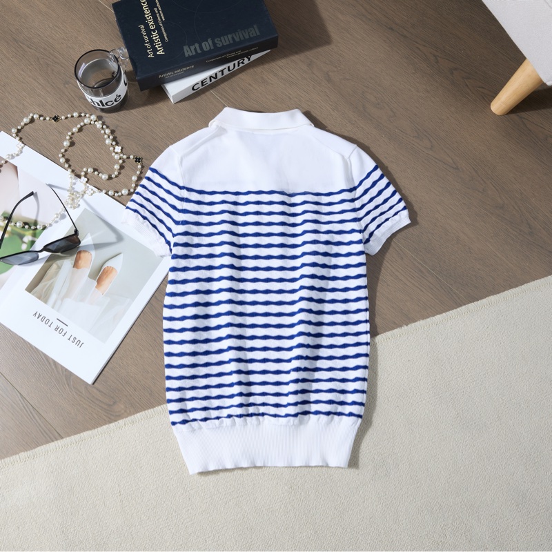 CHANEL藍白條紋POLO衫-8