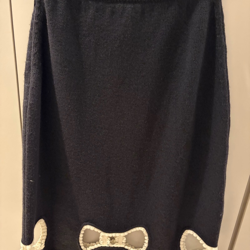 Chanel羊毛真絲黑色及膝裙-3