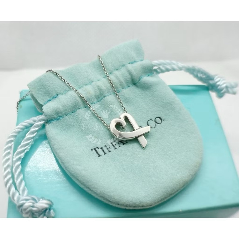 ~~趴趴小舖~~極新正品Tiffany &Co  Loving Heart愛心項鍊配件齊全260401251-1