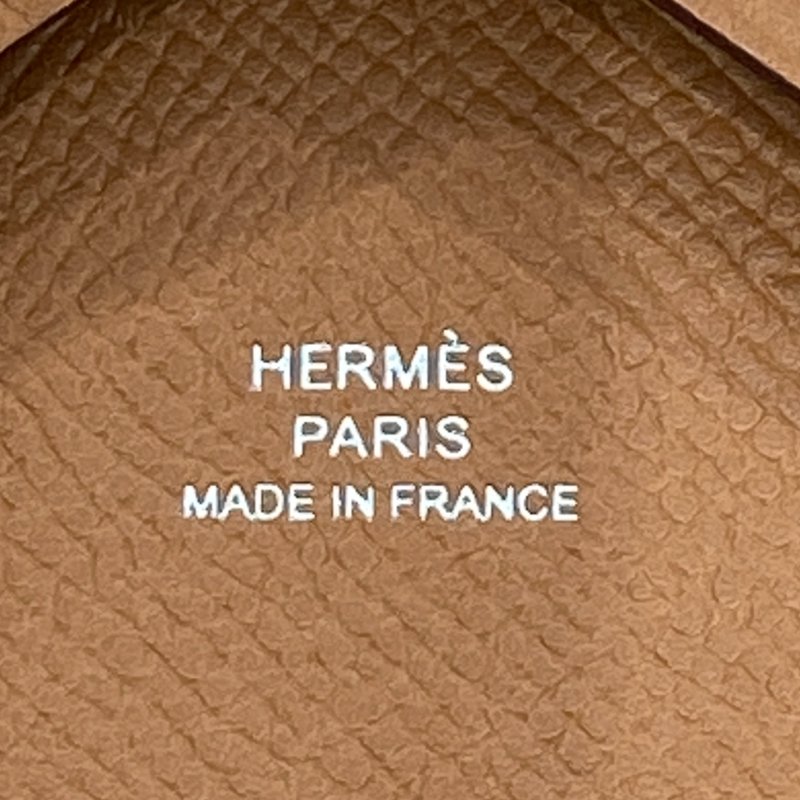 HERMES 愛馬仕 W刻 CALVI DUO 零錢包 EPSOM皮革 金棕色 銀釦-13
