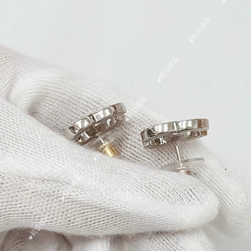 莉亞精品♡ Chanel 半黑水鑽耳環 二手美品-5