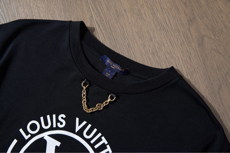 LV經典印花黑色短袖T恤-3