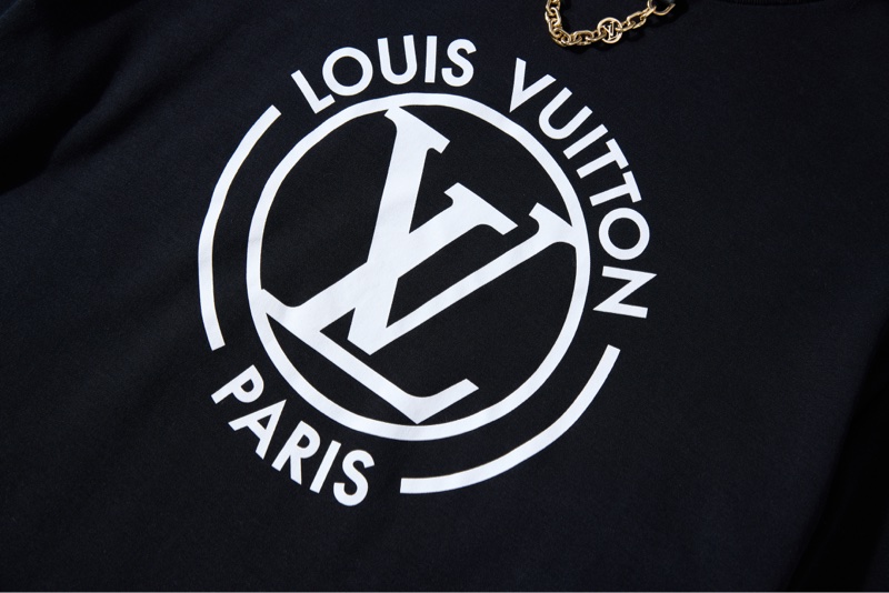 LV經典印花黑色短袖T恤-4