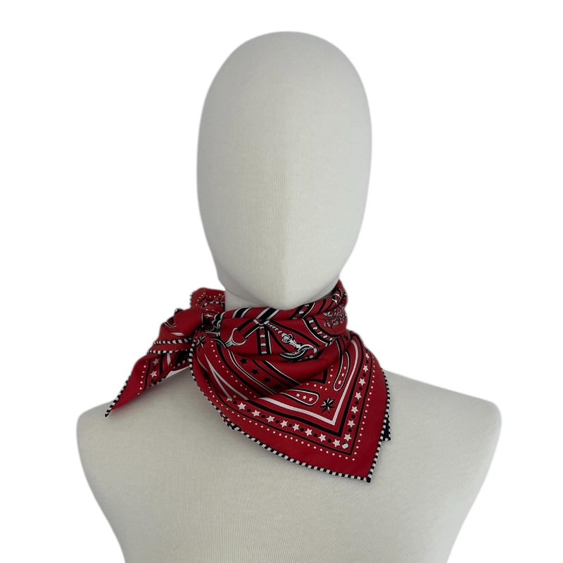 HERMES 愛馬仕 GRAND TRALALA BANDANA 55 絲巾 絲綢 紅色-0