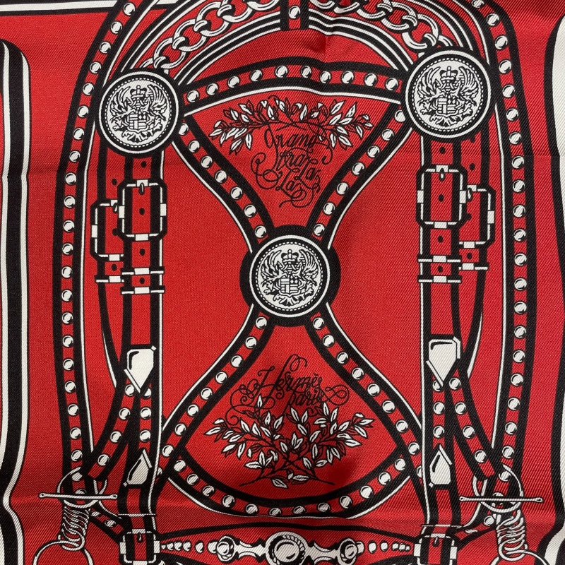 HERMES 愛馬仕 GRAND TRALALA BANDANA 55 絲巾 絲綢 紅色-3