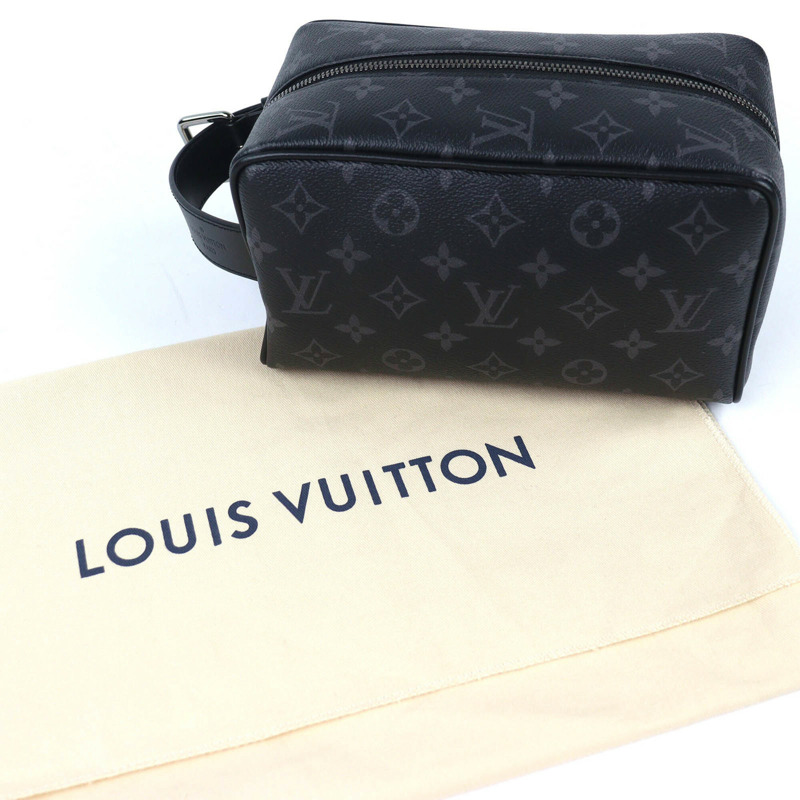 路易威登 M83113 儲物櫃洗漱包 Monogram Eclipse 手提包/手拿包 黑色，帶防塵袋 法國製造 男士-1