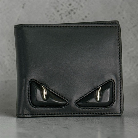 莉亞精品♡ FENDI 對開短夾 （黑怪獸）二手