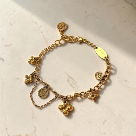 莉亞精品♡LV M64858 花花綴飾手鍊 金 二手