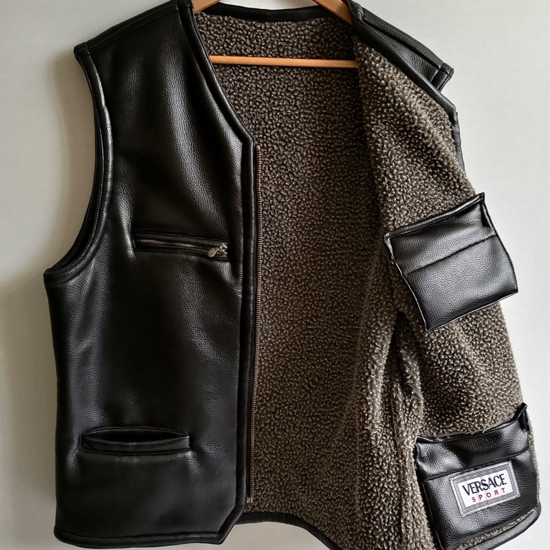 🇮🇹製老品 #VERSACE 騎士背心 / 刷毛 / 重磅 / 凡賽斯 / 大尺寸 / OVERSIZE-4