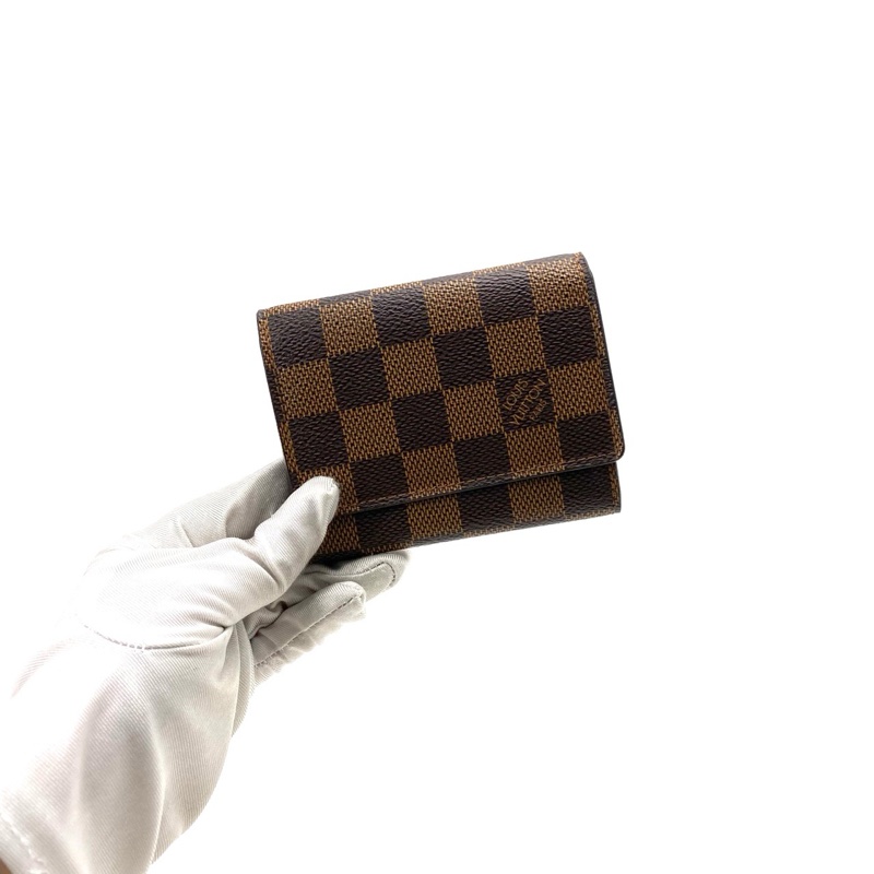 LouisVuitton路易威登 棕棋盤格對折小卡包 尺寸10/8-1