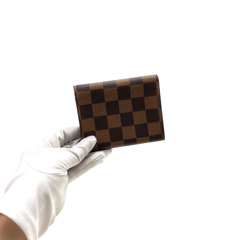 LouisVuitton路易威登 棕棋盤格對折小卡包 尺寸10/8-2