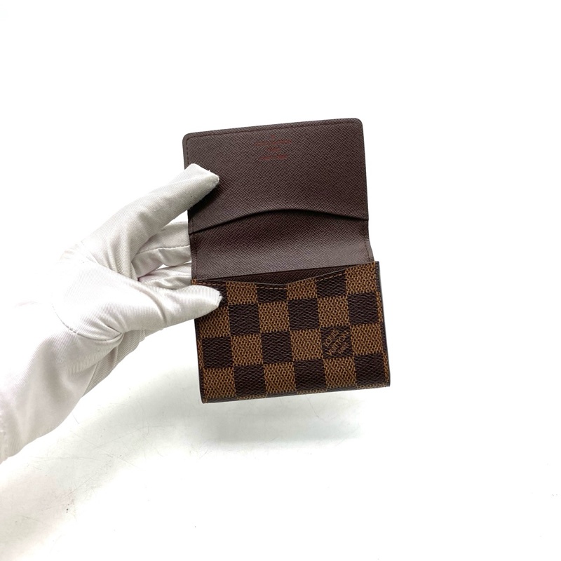 LouisVuitton路易威登 棕棋盤格對折小卡包 尺寸10/8-6