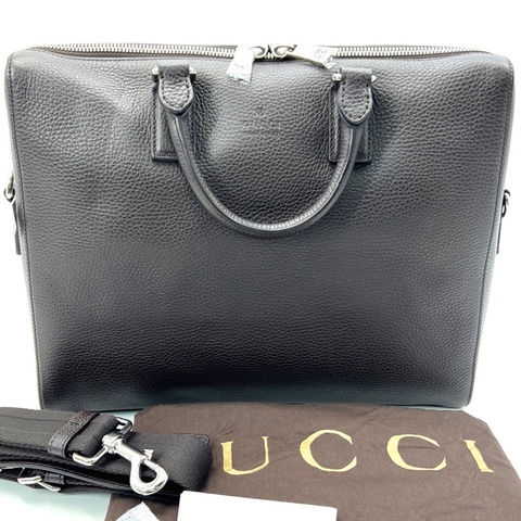 Gucci古馳 黑咖色全皮公文包 尺寸36/28 附件：塵袋 肩帶
