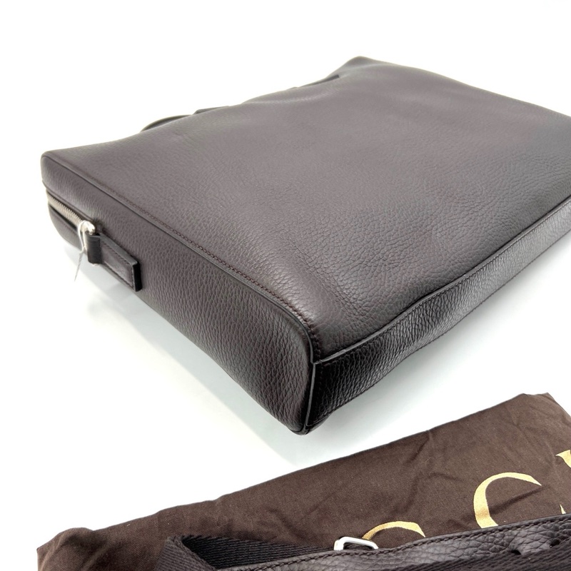 Gucci古馳 黑咖色全皮公文包 尺寸36/28 附件：塵袋 肩帶-3