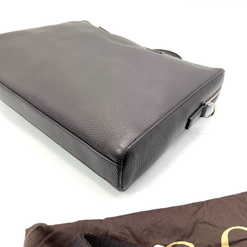 Gucci古馳 黑咖色全皮公文包 尺寸36/28 附件：塵袋 肩帶-4