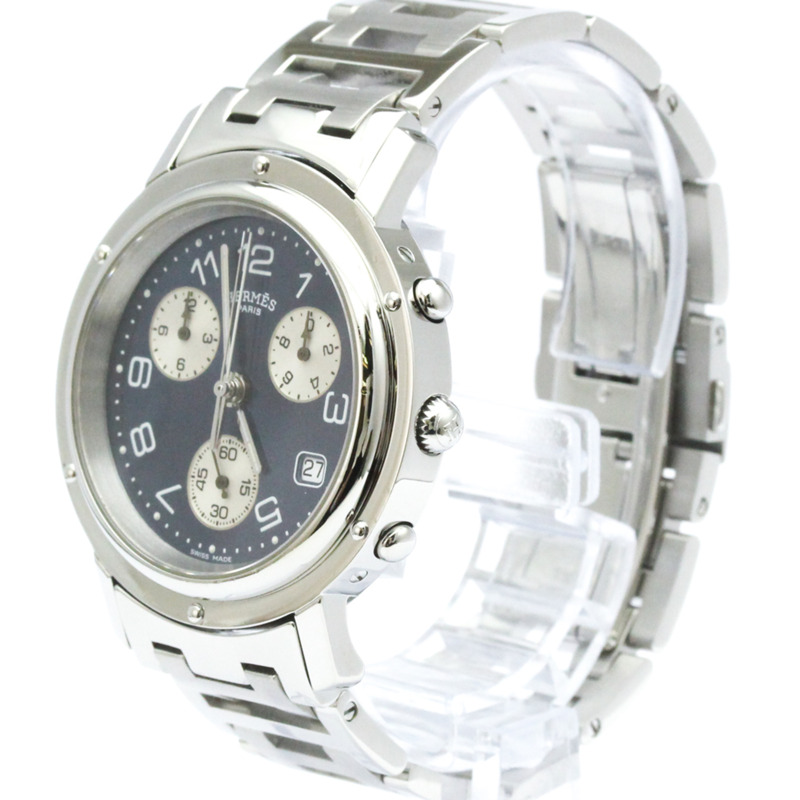 愛馬仕 Clipper 計時碼錶精鋼石英男士腕錶 CL1.910 拋光-1