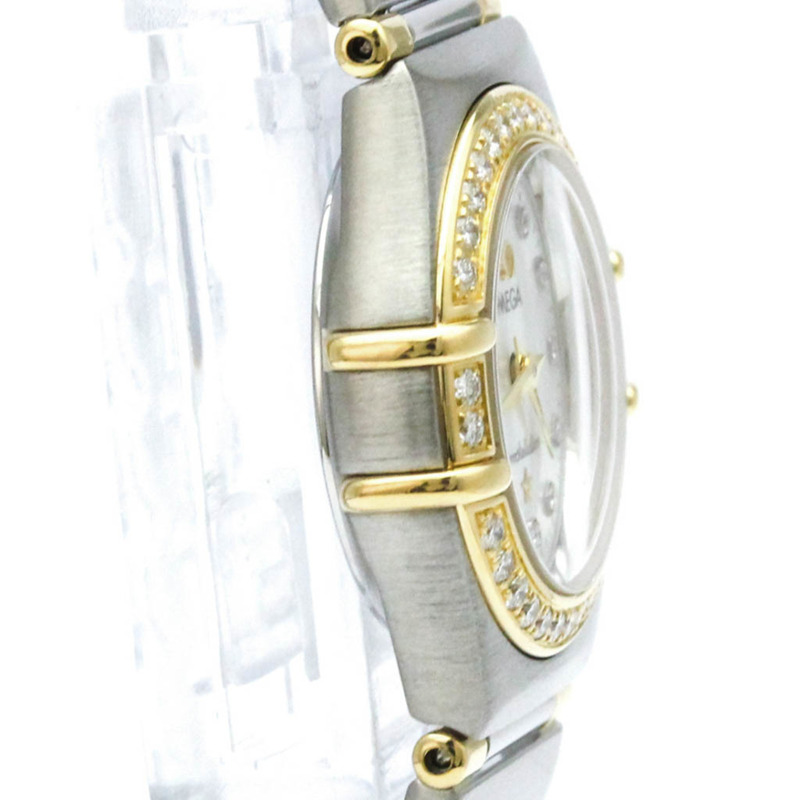 歐米茄星座系列鑽石珍珠母貝18K金精鋼腕錶 1267.75 拋光-7