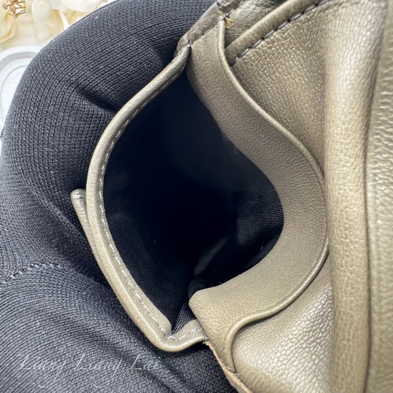 BOTTEGA VENETA BV橄欖綠小羊皮對開短夾-14